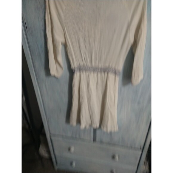 Black Swan Embroidered V-neck Summer Mini Dress Medium Cream Y2K Boho Cottage... - Picture 7 of 10